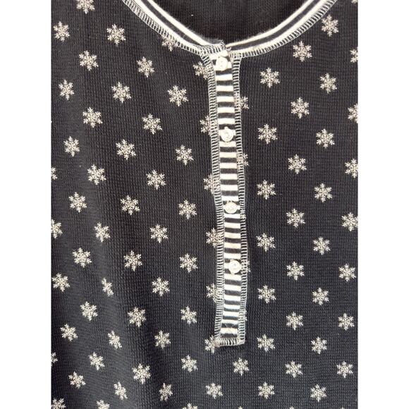 Victoria's‎ Secret Pajamas Black White Snowflake Winter Thermal Lounge Large - Picture 4 of 15